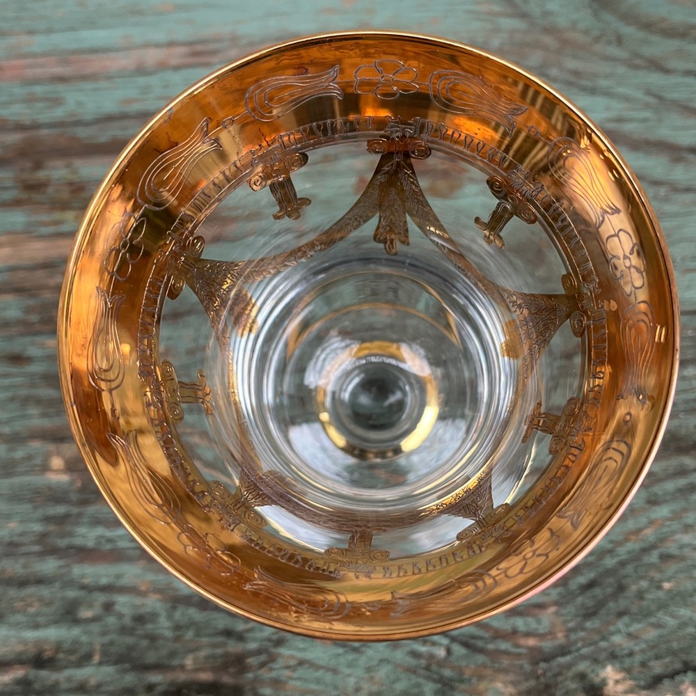 Vintage Discontinued  Hand Blown Medici 24k Gold Water Goblet by Arte Italica - Picture 6 of 9